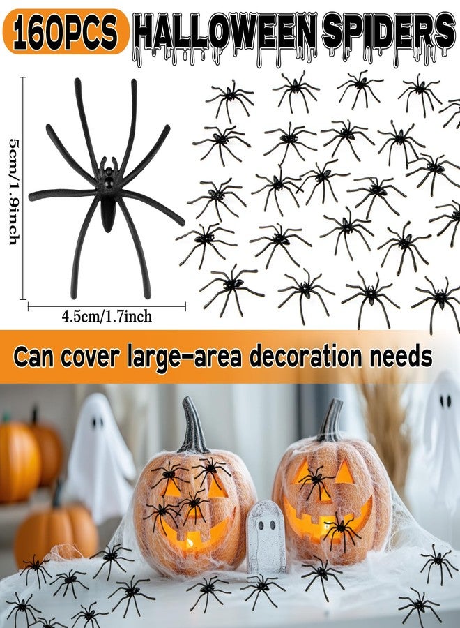 RAINFLOW 160PCS Halloween Spider - Plastic Realistic Fake Spiders Spider Spider Prank for Halloween Decorations, Home, Candy Bowl, Party - Image 2